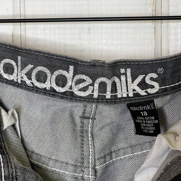 Akademiks Jeans Gray Baggy Wide Leg Skater Hip Hop Rap Streetwear Pants Size 18 - Picture 4 of 11